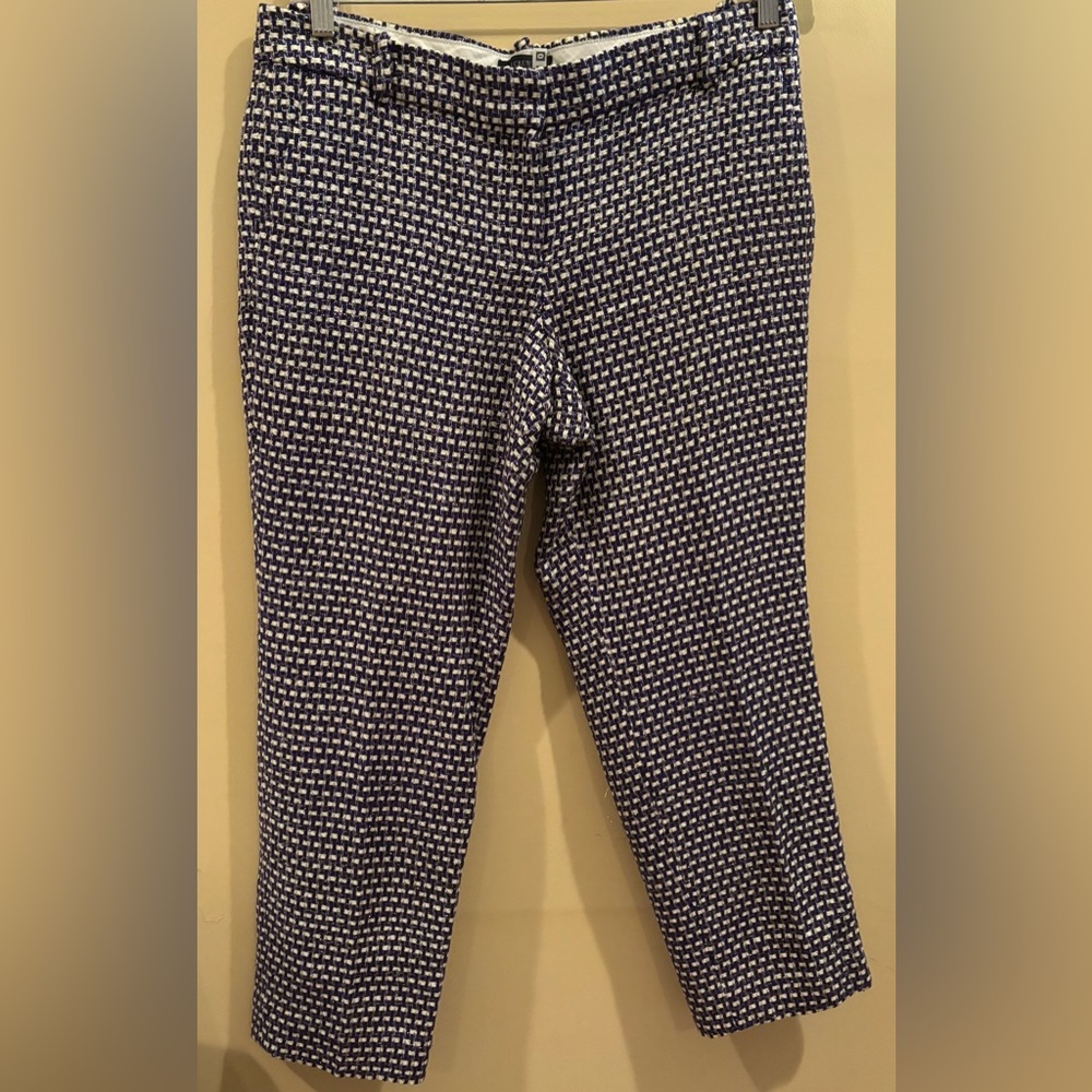 J. Crew Navy Cream Metallic Tweed Cafe Capri Crop Pants Workwear,PreLoved size8